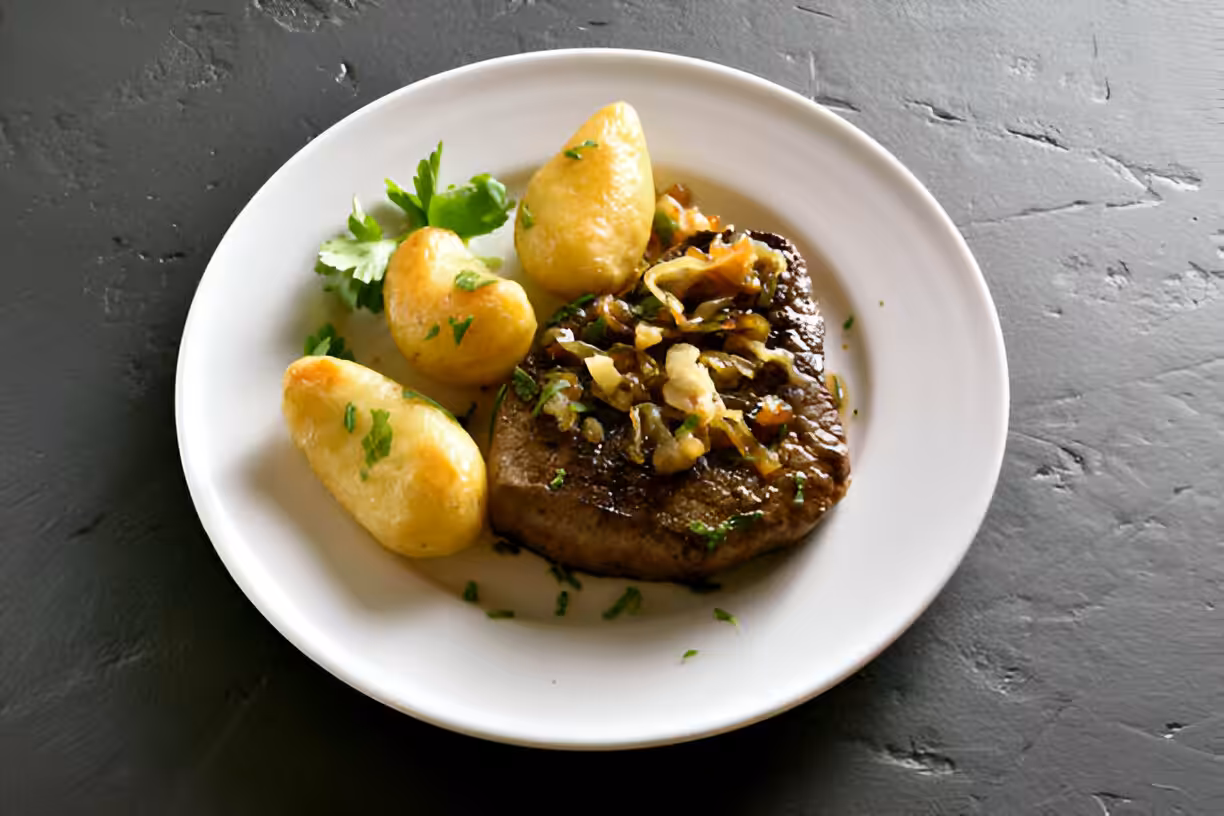 Garlic Butter Steak Bites and Potatoes