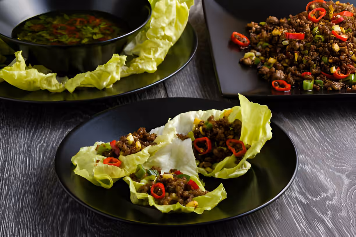 Asian-Style Ground Beef Lettuce Wraps