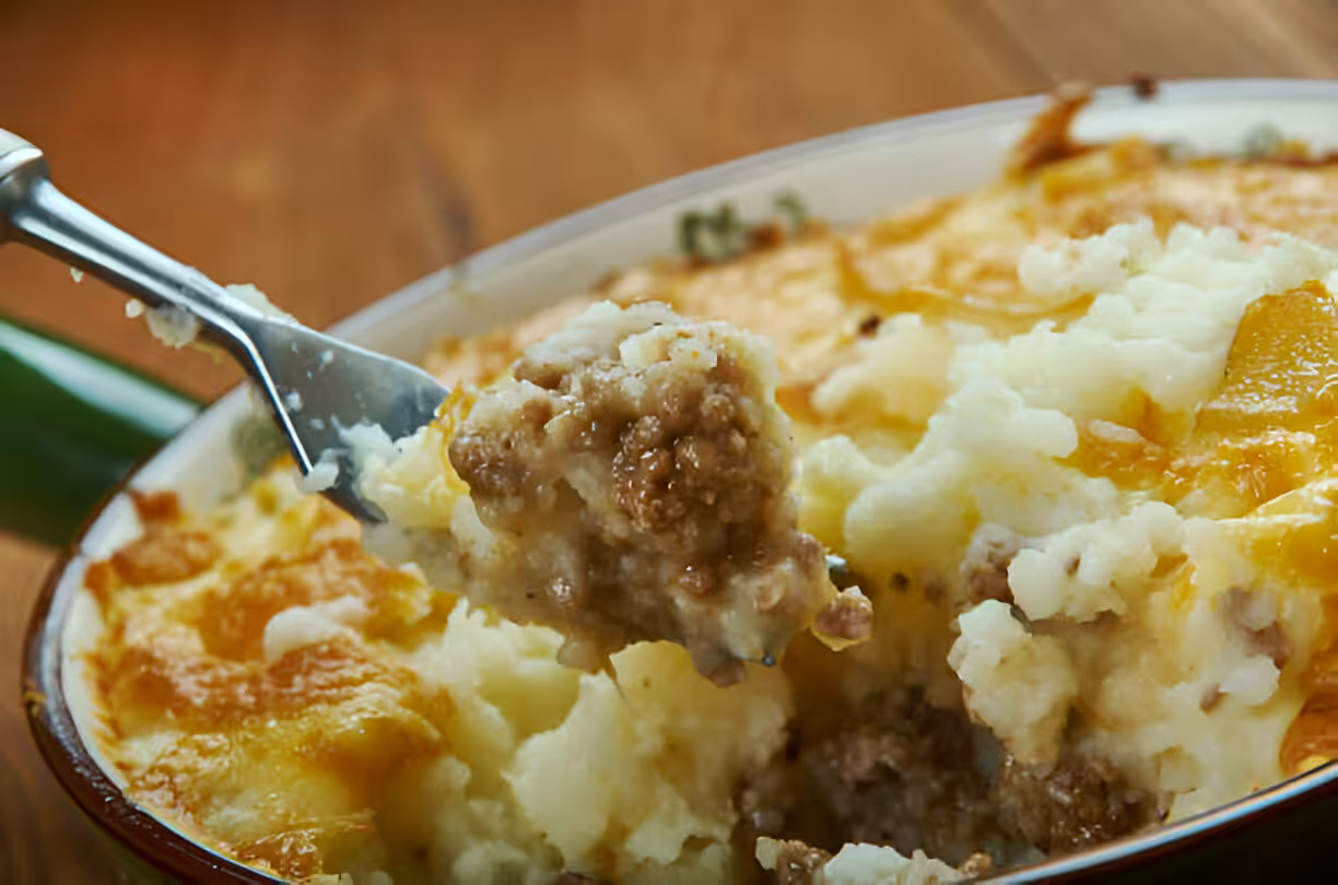 Cheesy Loaded Meatloaf Casserole with Vegetables