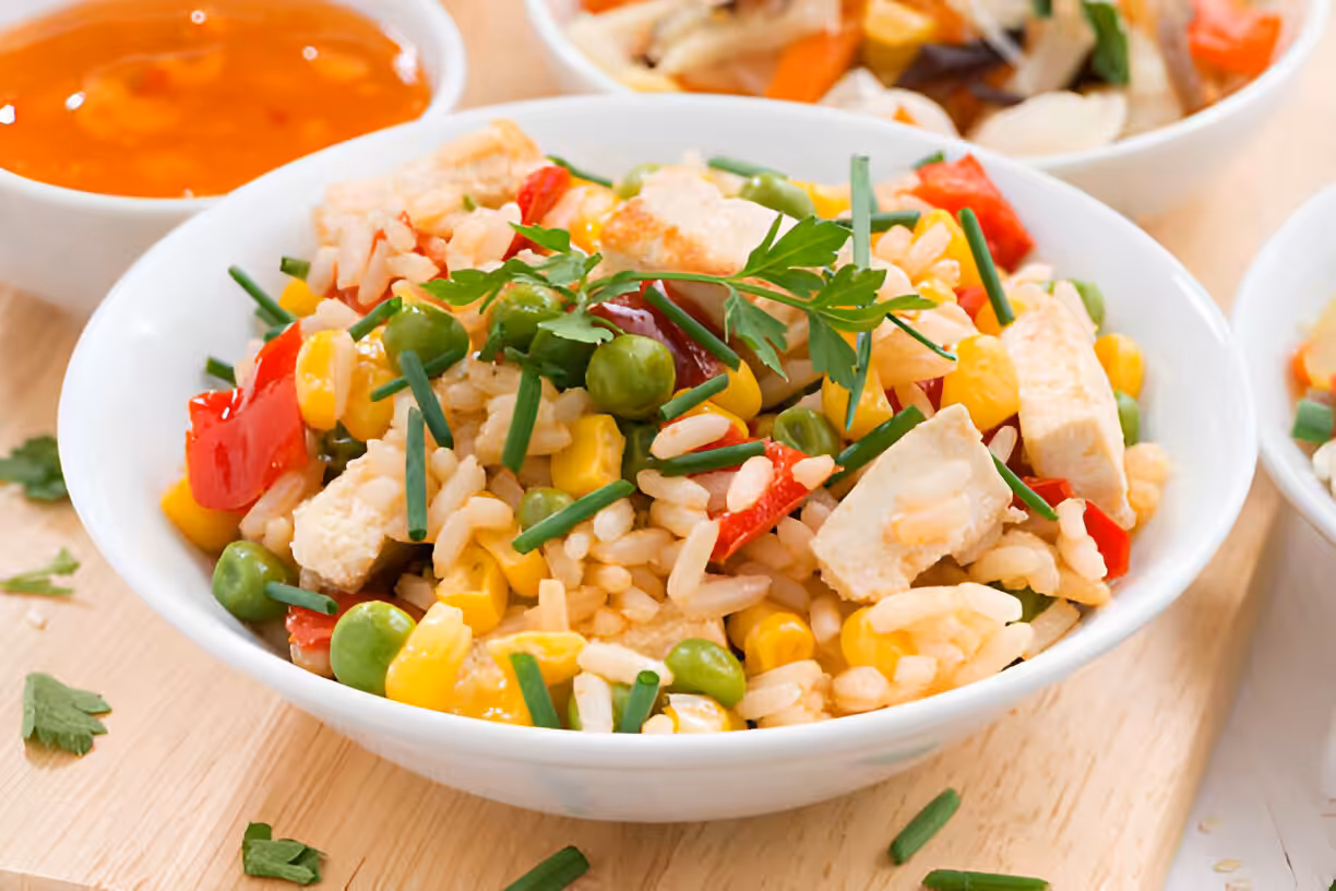 Flavor-packed Street Corn Chicken Rice Bowl