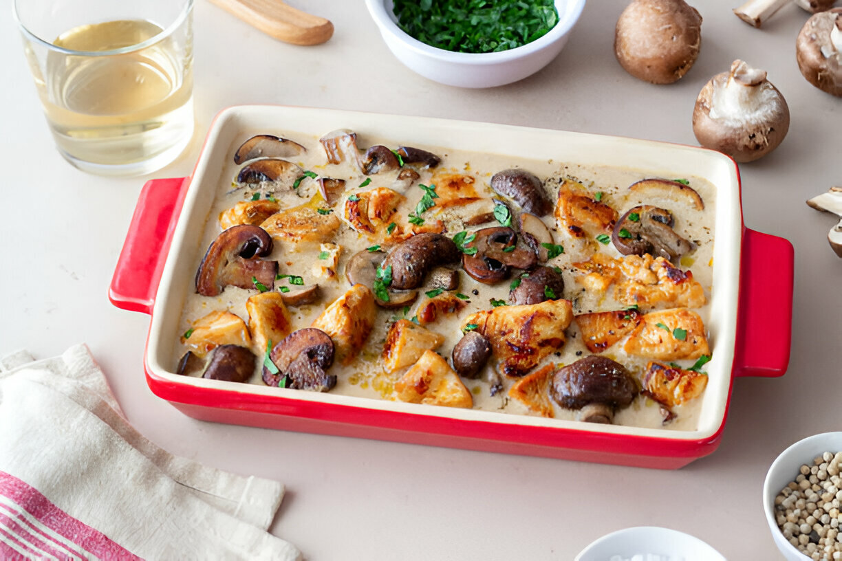 Keto Casserole Recipe - Creamy Chicken and Mushroom Delight