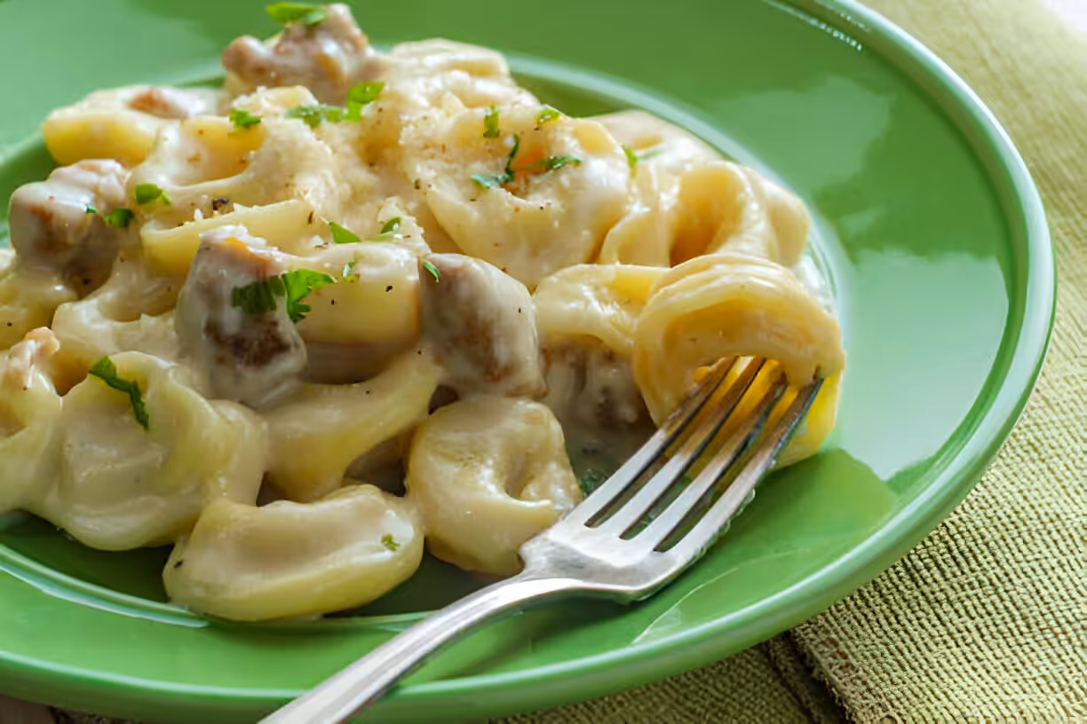 One-Pot Cheesesteak Tortellini with Provolone Sauce