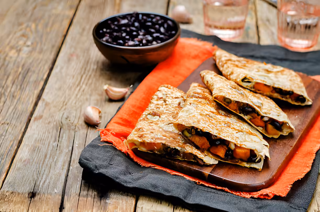 Vegetarian Quesadillas with Black Beans and Sweet Potato