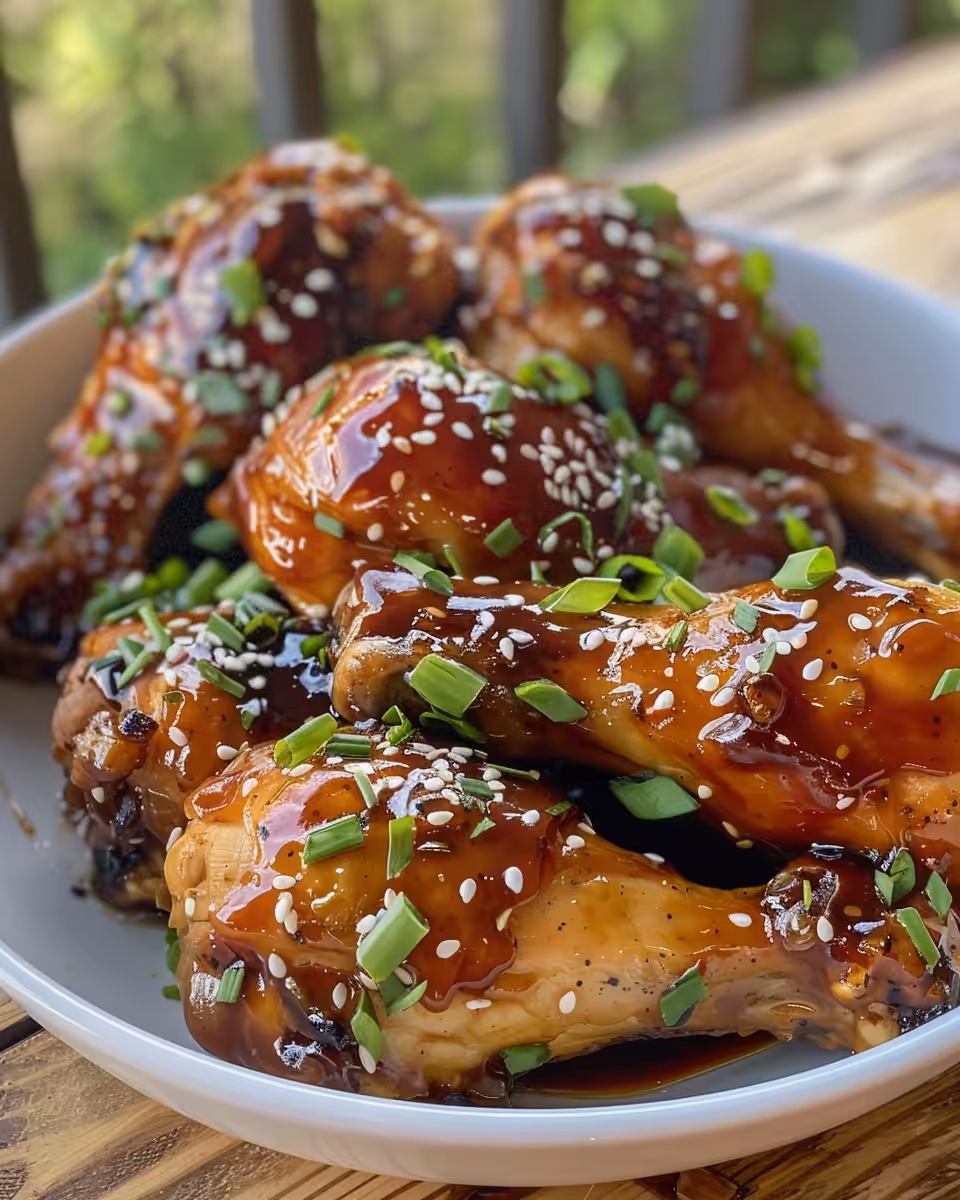 Asian glazed chicken drumsticks steaming in slow cooker