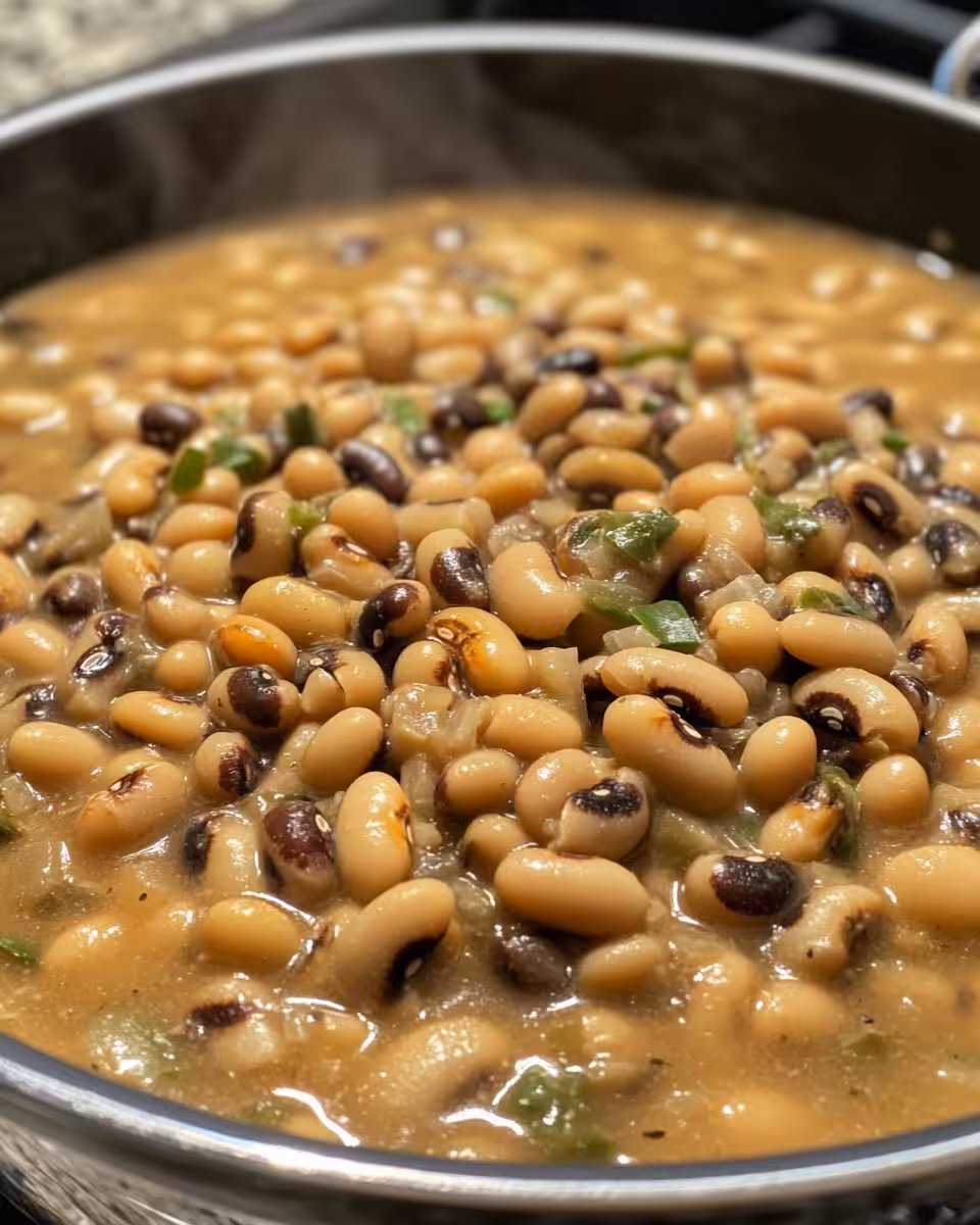 Finished black-eyed peas southern style in bowl