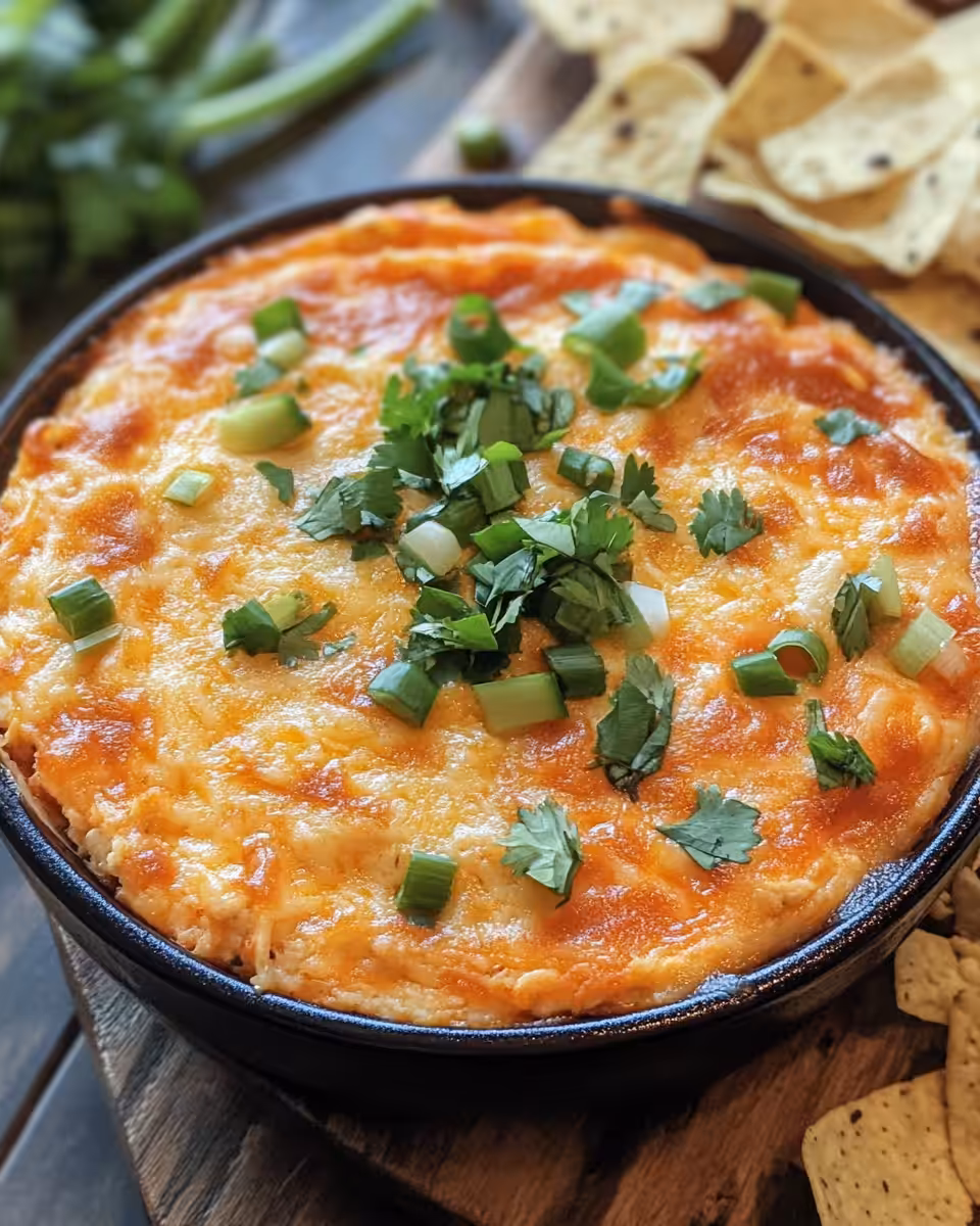 Creamy buffalo chicken dip ingredients mixed with dairy and spices
