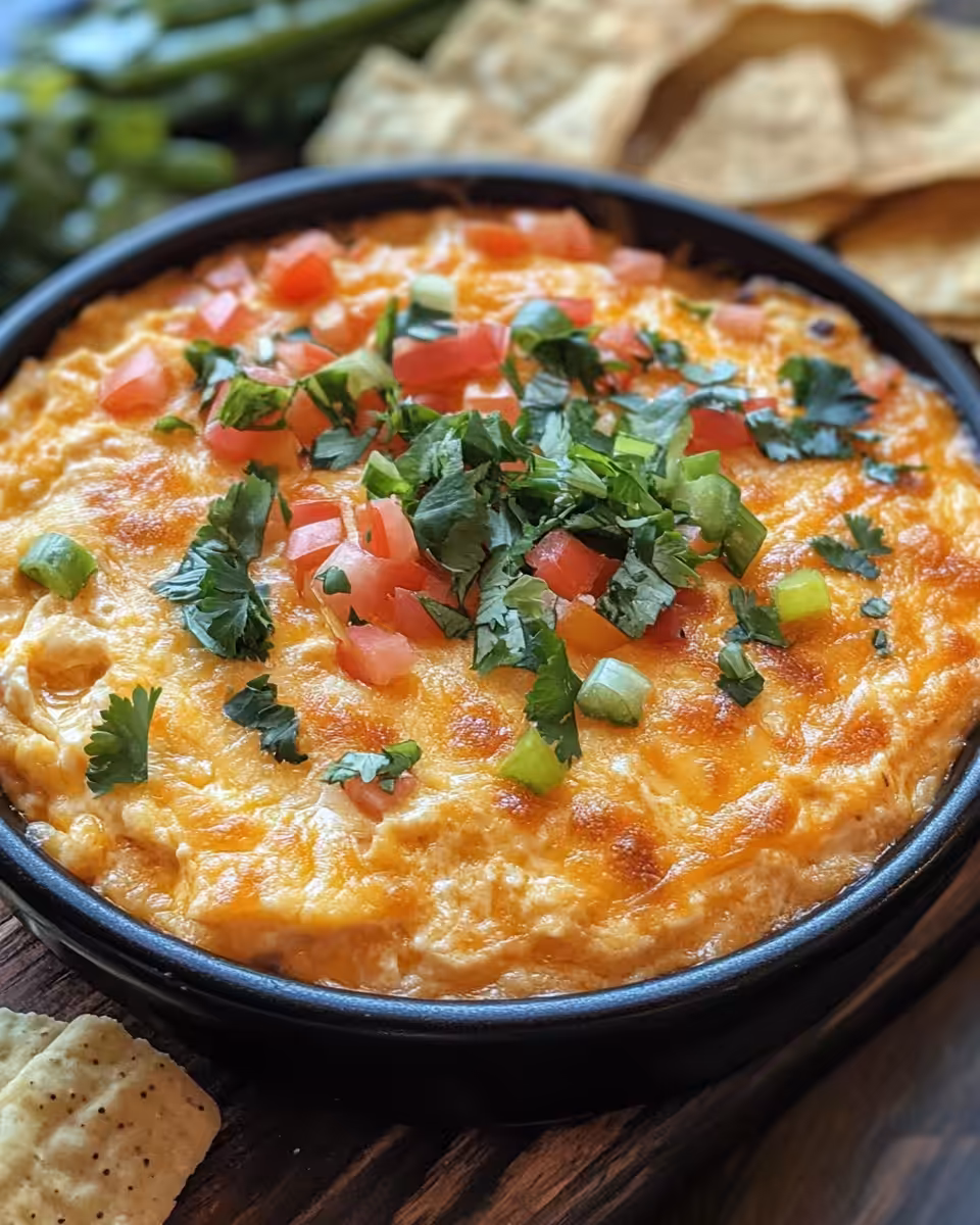 Served buffalo chicken dip with celery sticks and crackers