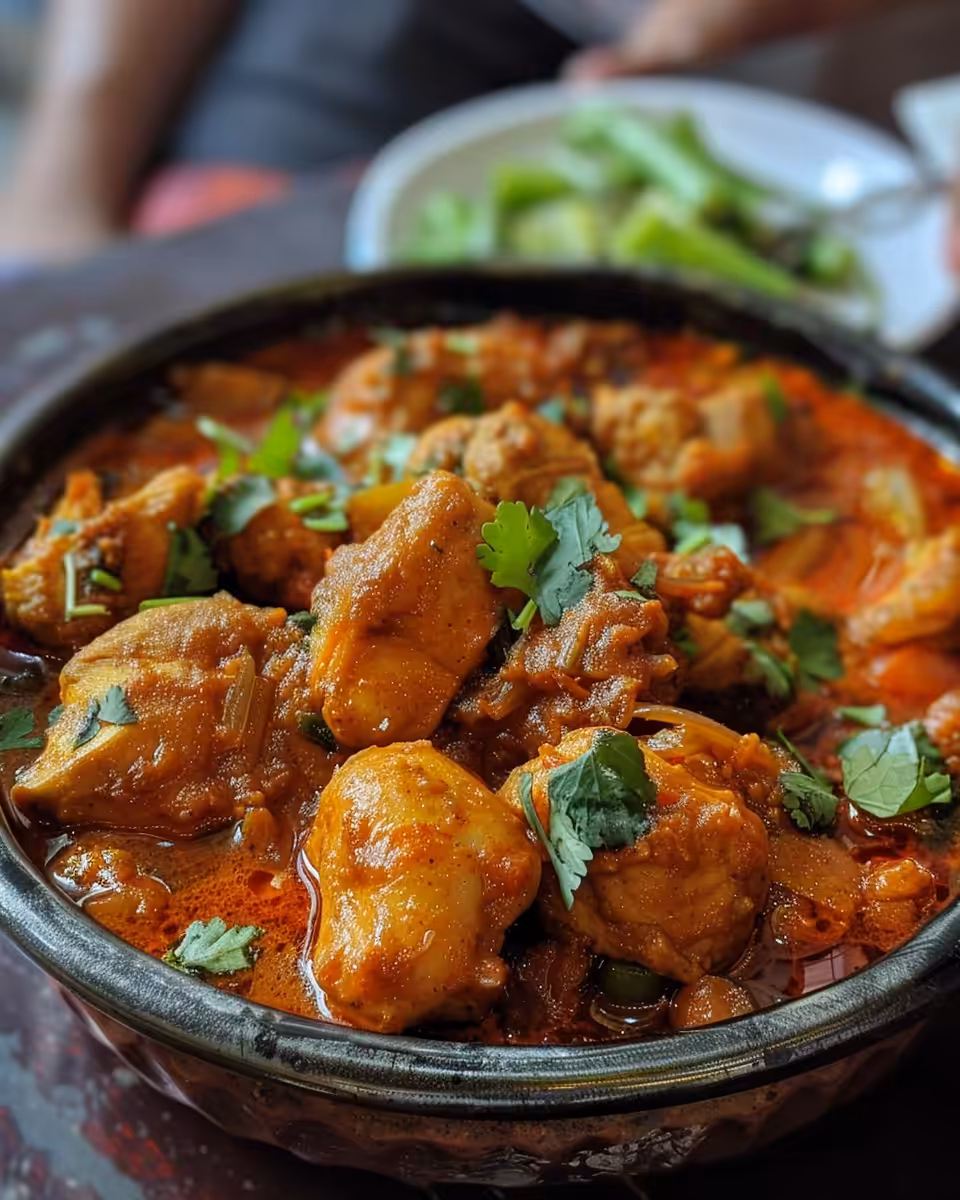 Steam rising from pressure cooker signifying tasty South Indian chicken curry