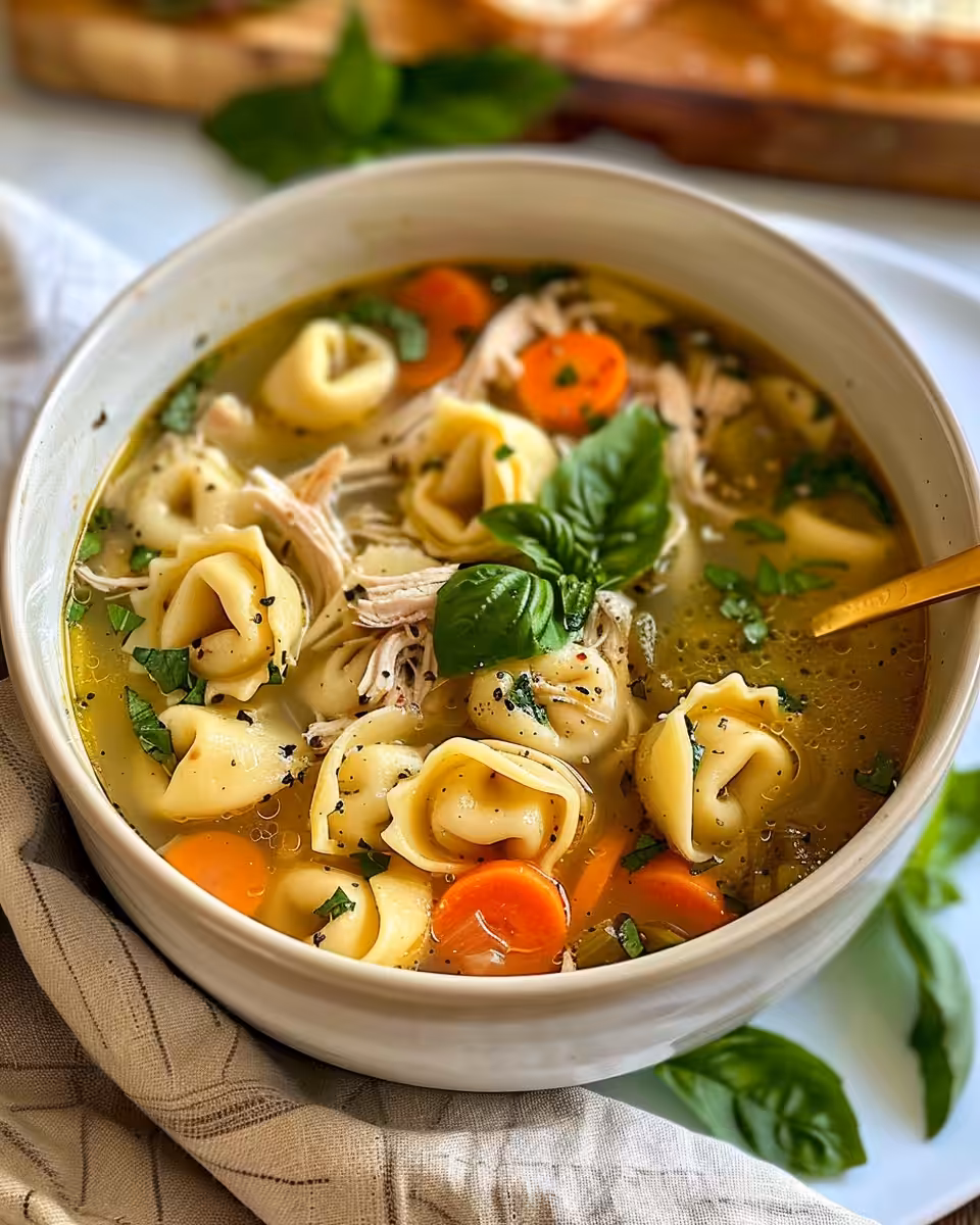 Pressure cooker with chicken tortellini soup cooking inside