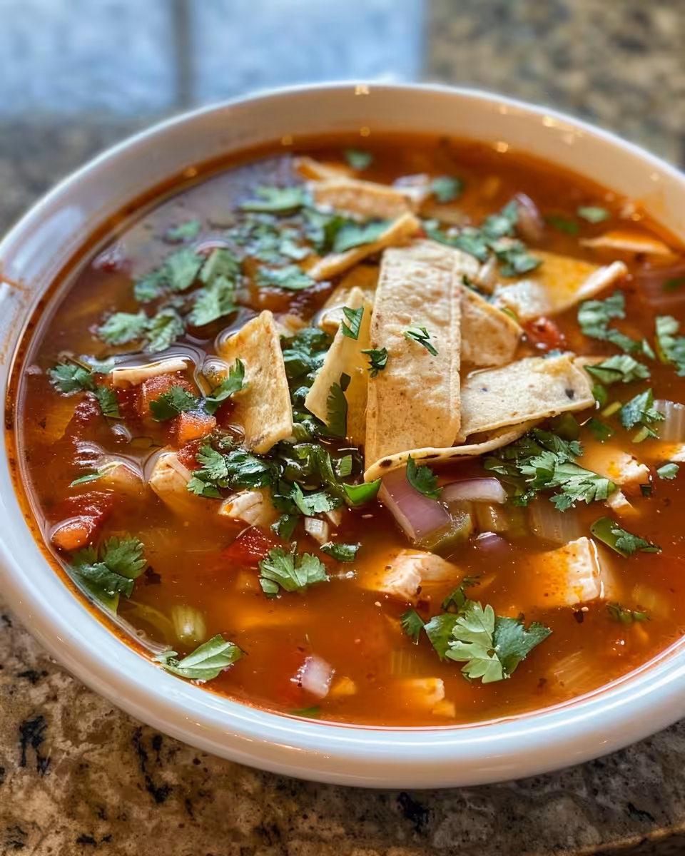 Ingredients for chicken tortilla soup including spices and veggies