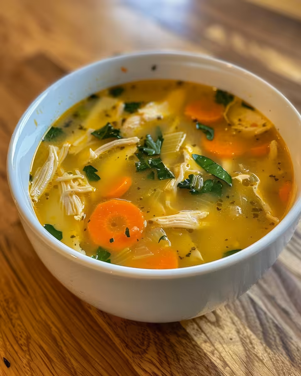 Ingredients for cold buster chicken soup including chicken, herbs, and vegetables
