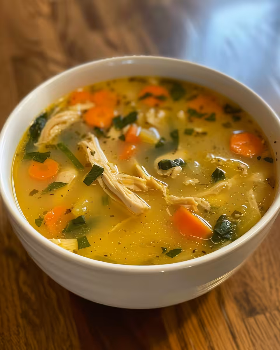 Steam rising from pot with ginger and garlic cooking in cold buster chicken soup