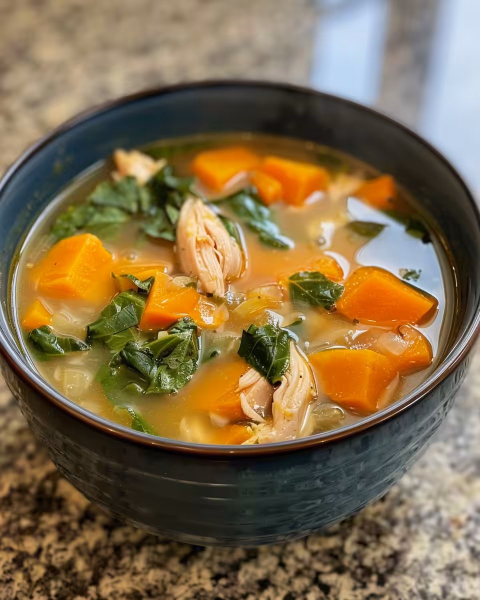 Pressure cooker steaming with chicken and sweet potato soup