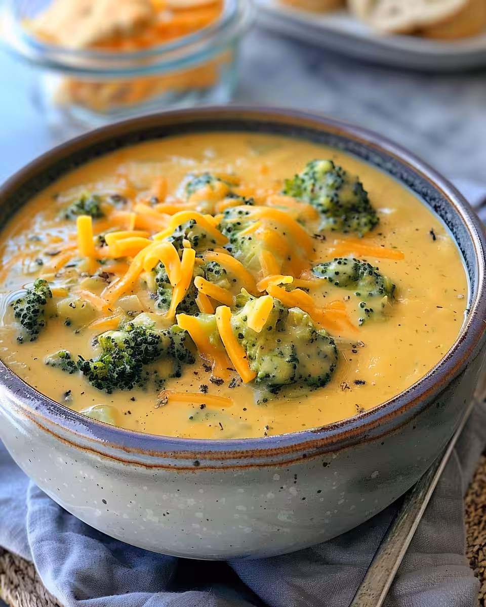 Ingredients for broccoli cheddar soup including broccoli and cheddar cheese