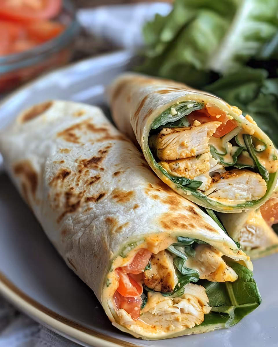 Final golden crispy chicken and cheese wraps sliced and ready to eat