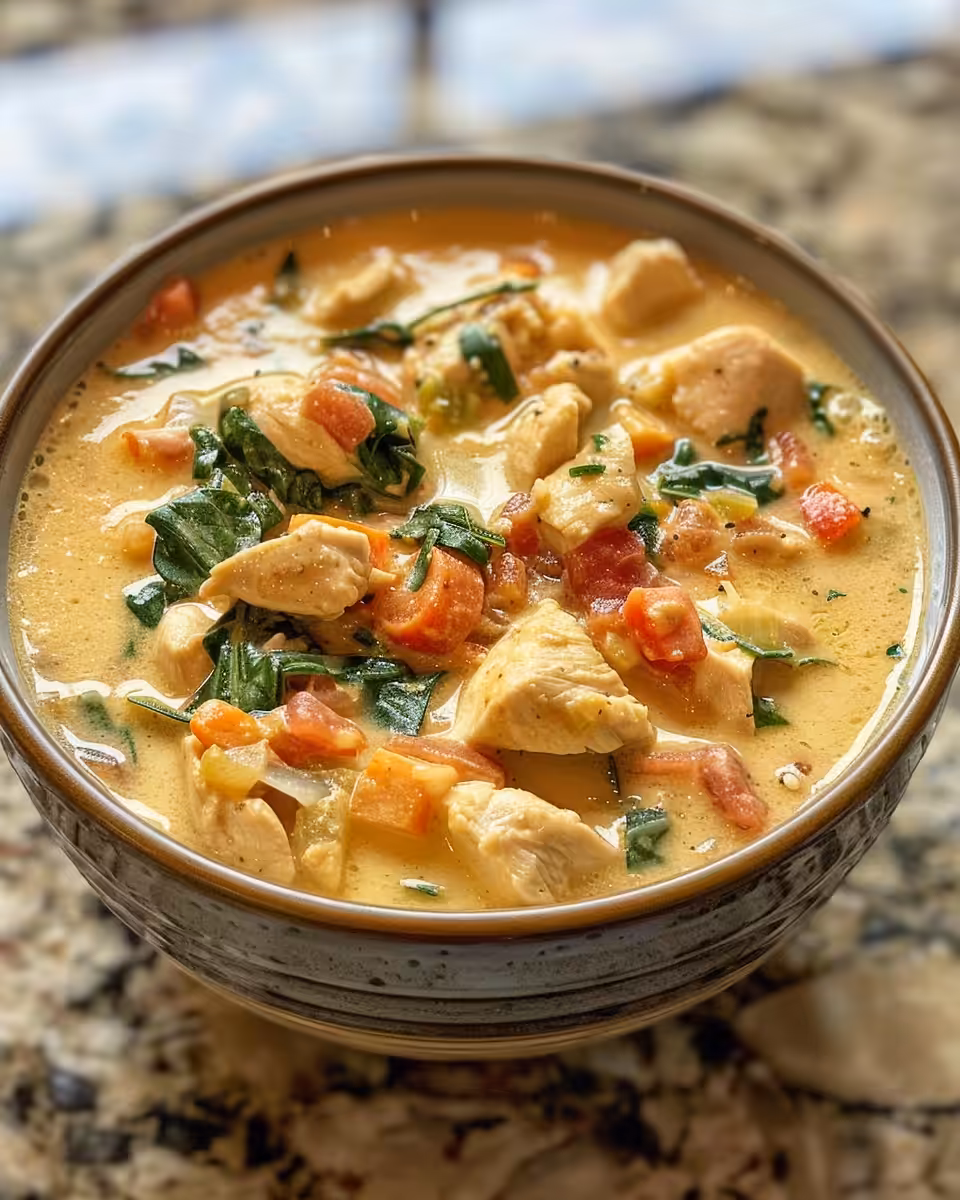 Ingredients for creamy Tuscan chicken soup including sundried tomatoes, kale, chicken stock