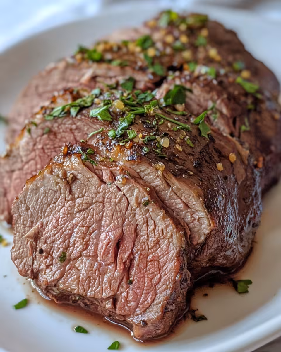 Ingredients including sirloin tip roast, baby potatoes, baby carrots, and seasonings prepared for the pressure cooker