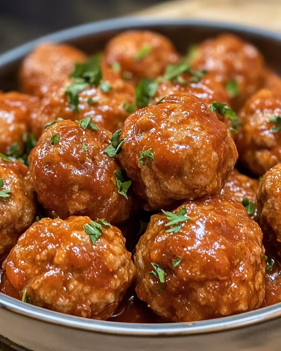 Served porcupine meatballs in tomato broth on a plate, ready to enjoy