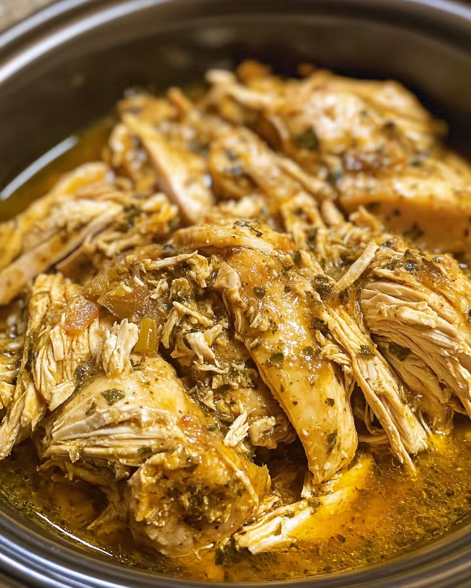 Slow Cooker with creamy ranch chicken and steam coming from the valve