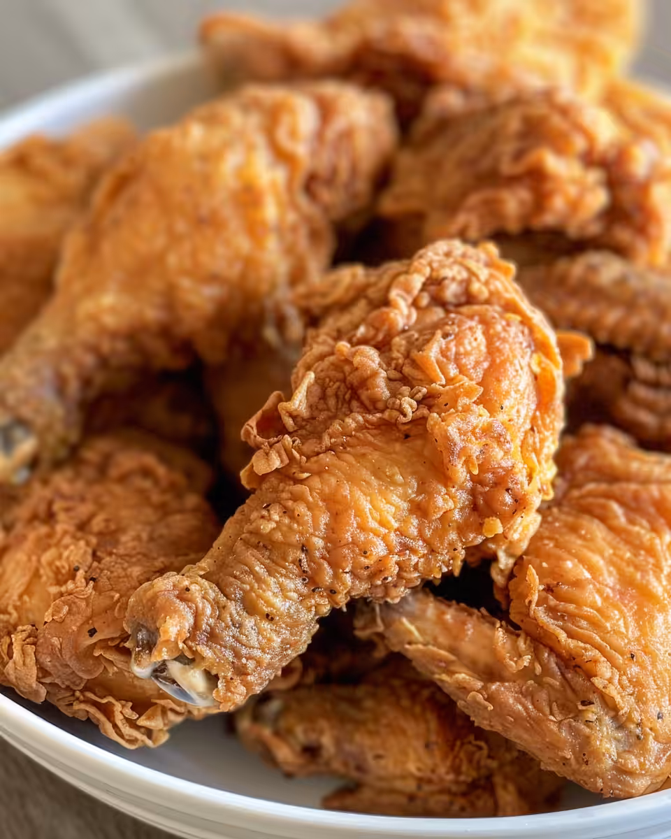 Golden crispy pressure cooker fried chicken pieces