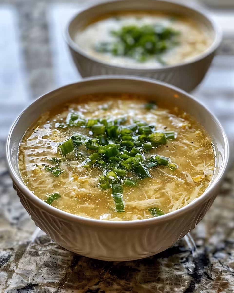 Steam rising from pressure cooker with egg drop soup inside