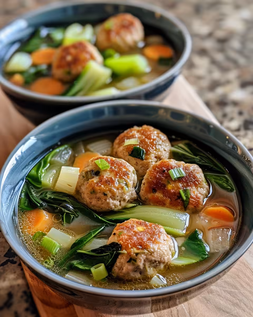Ingredients including ground chicken and scallions prepared for meatballs