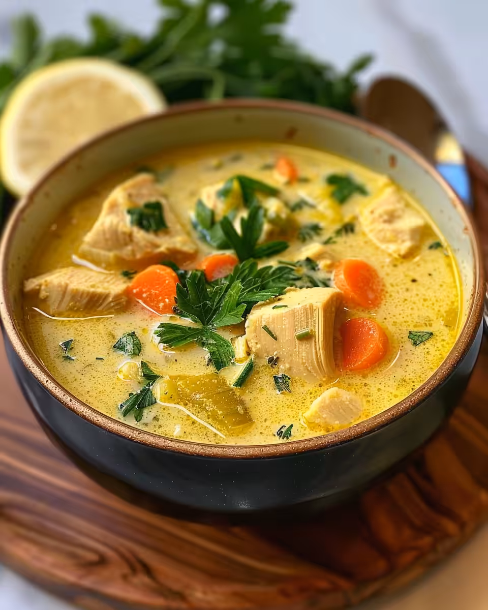 Fresh ingredients for lemon turmeric chicken soup on kitchen counter