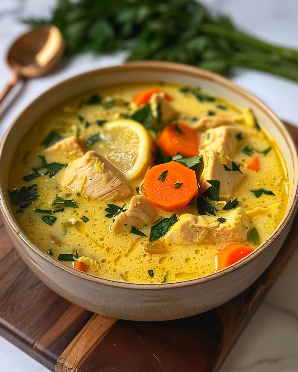 High protein lemon turmeric chicken soup bubbling in pressure cooker