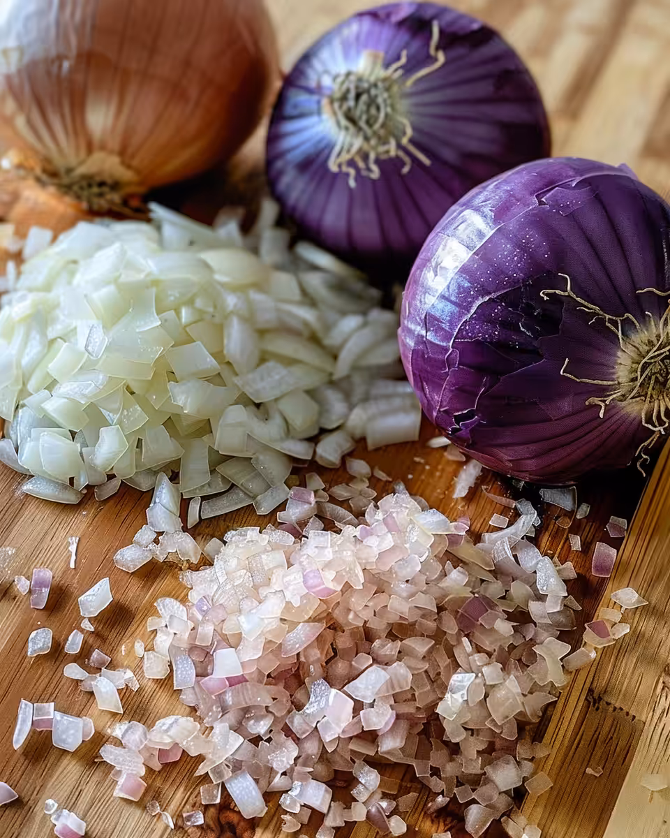 Close-up of the key dry ingredients for onion soup mix