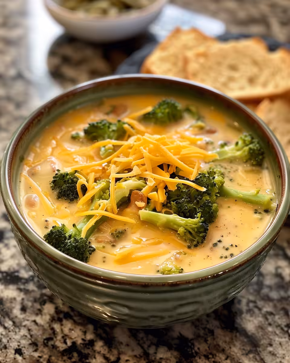 Ingredients and mixing process for broccoli cheddar soup in Instant Pot