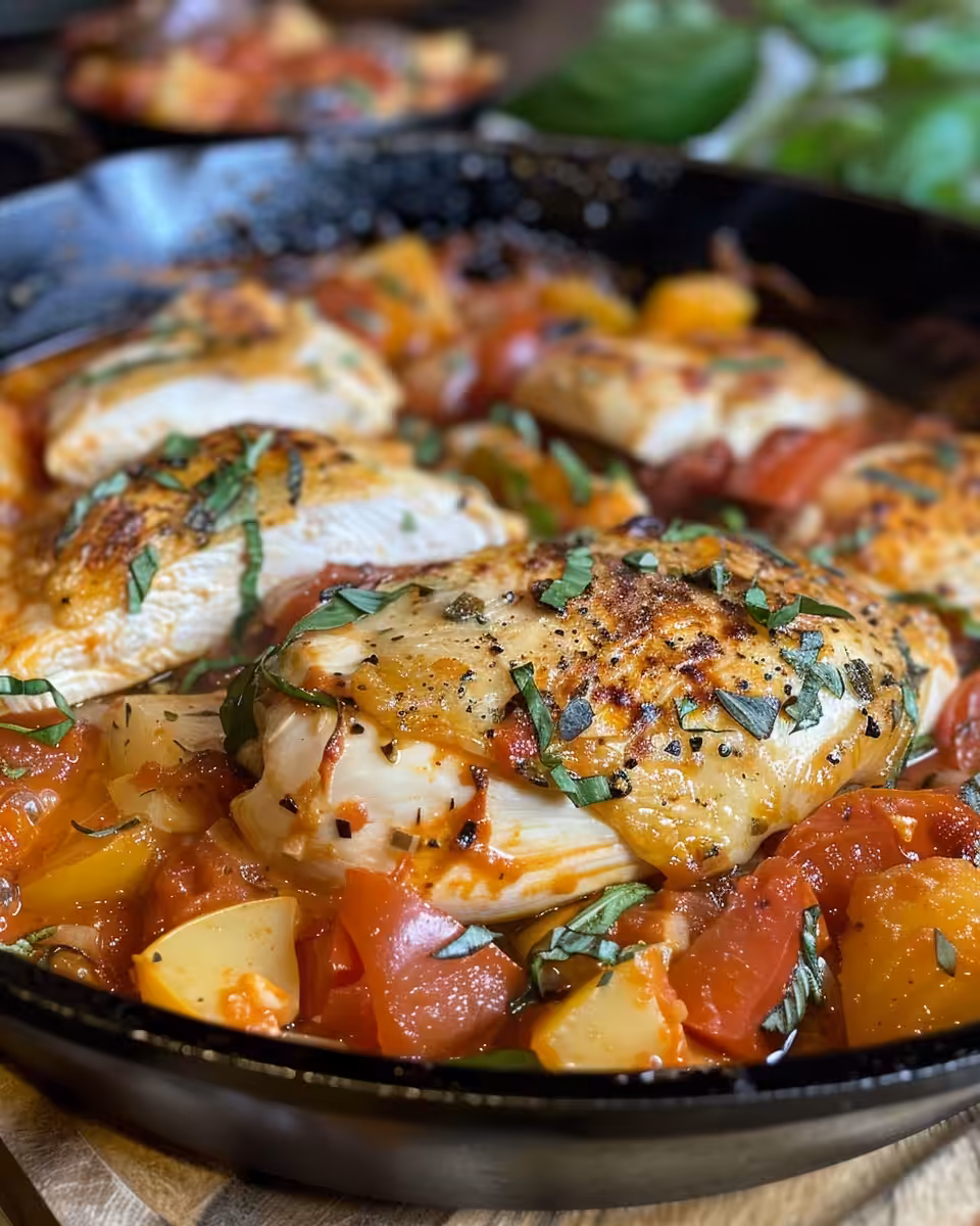 Pressure cooker with chicken skillet supper steaming