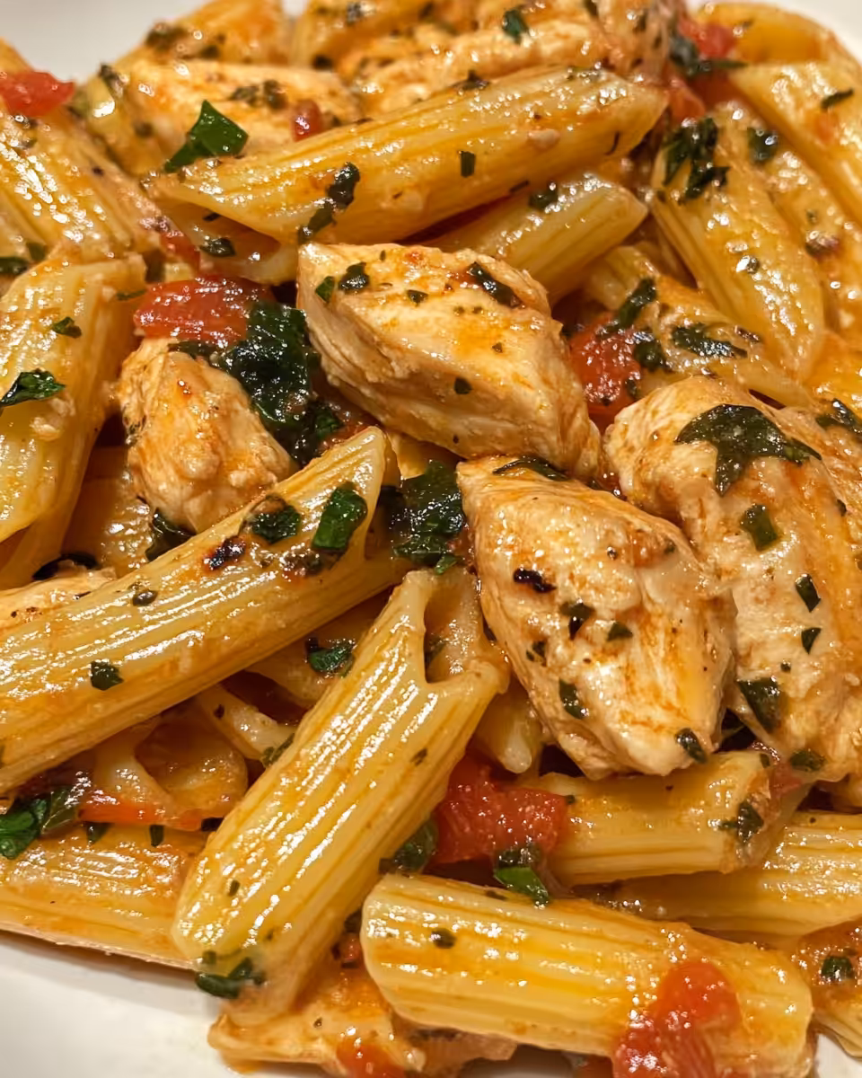 Creamy Marry Me Chicken Pasta in pressure cooker with garlic and tomato aroma