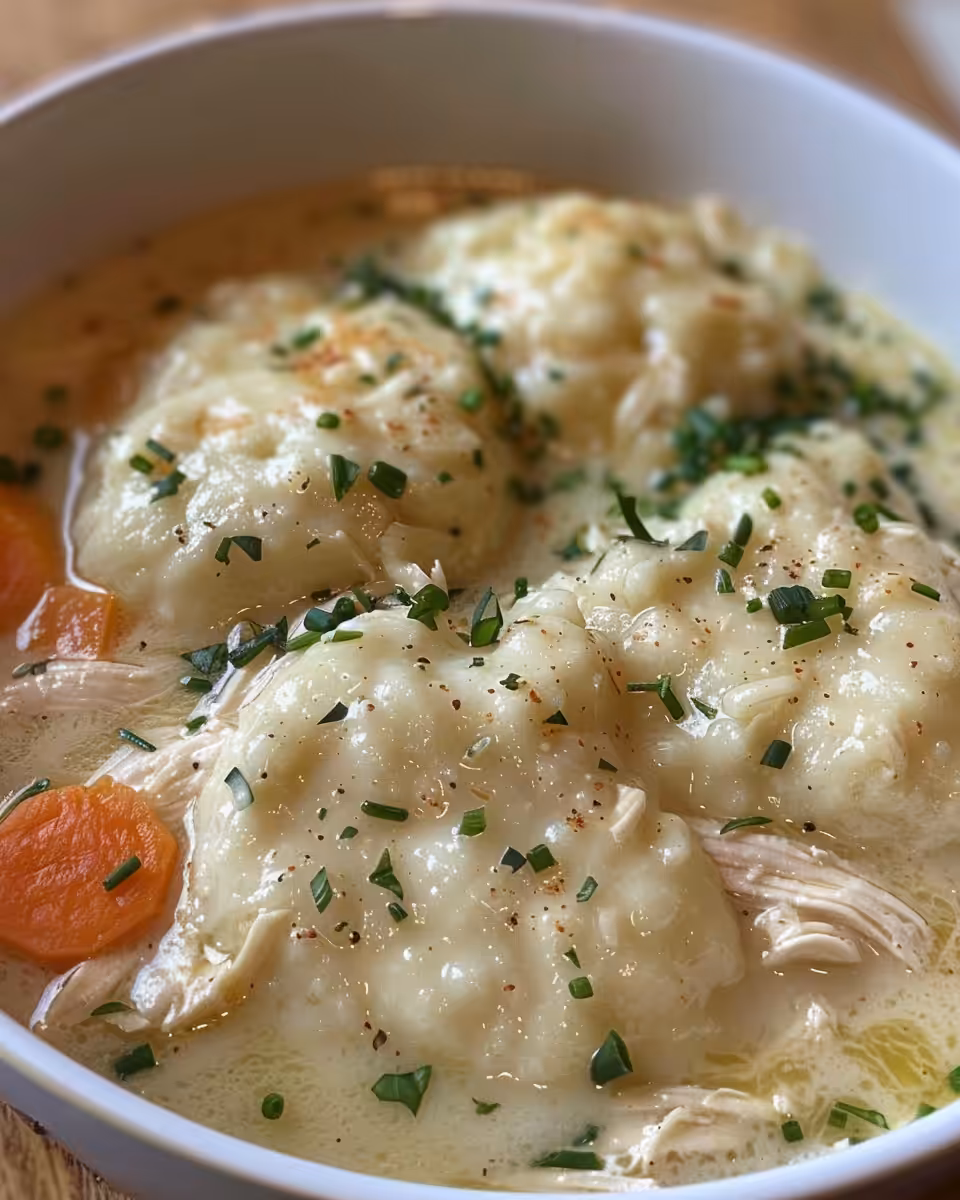 Ingredients for chicken and dumplings cooking in pressure cooker