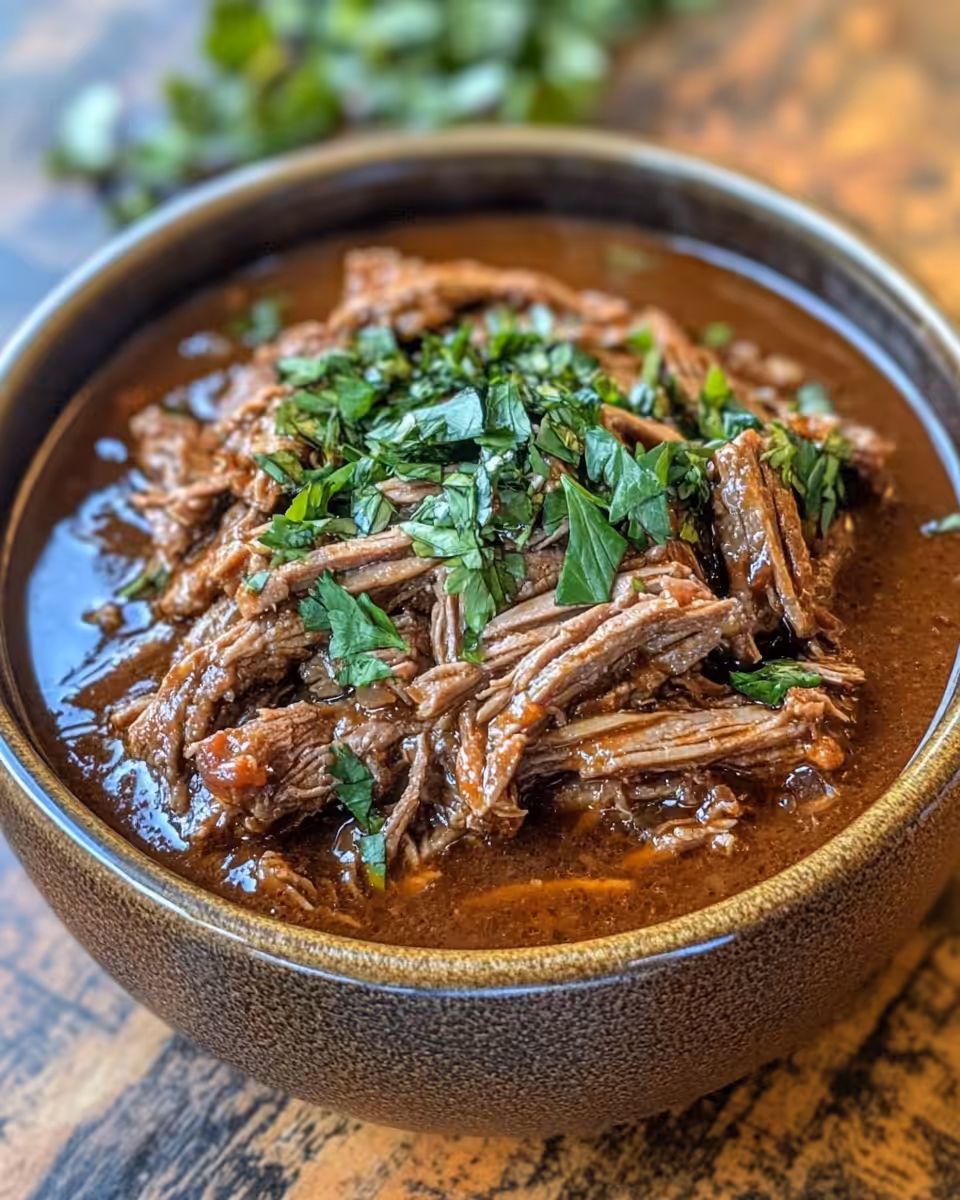 Ingredients for barbacoa including beef, onions, chipotles, garlic, and spices