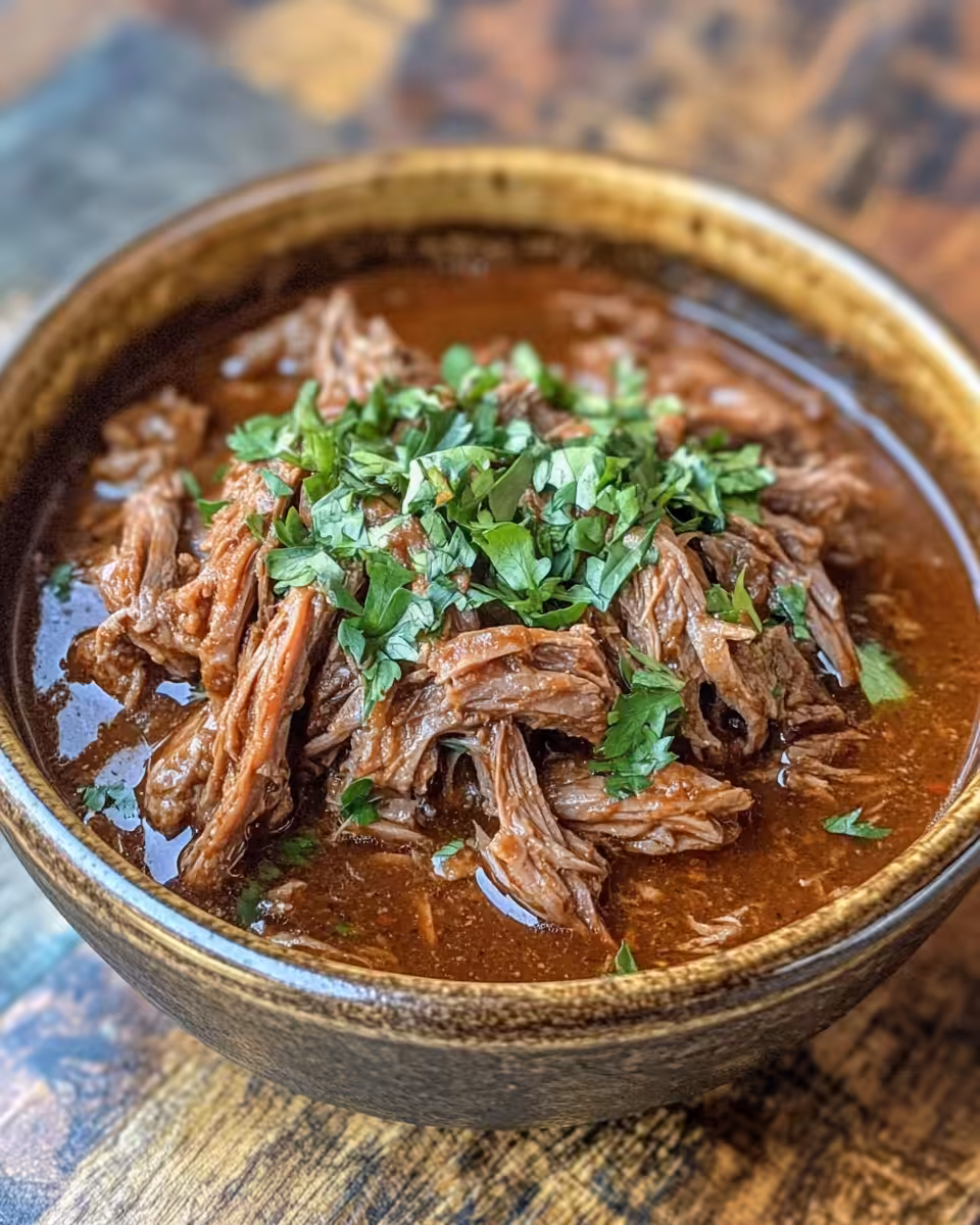 Shredded barbacoa beef ready to serve