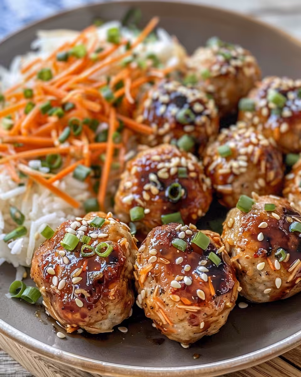 Sticky Asian chicken meatballs steaming hot in pressure cooker