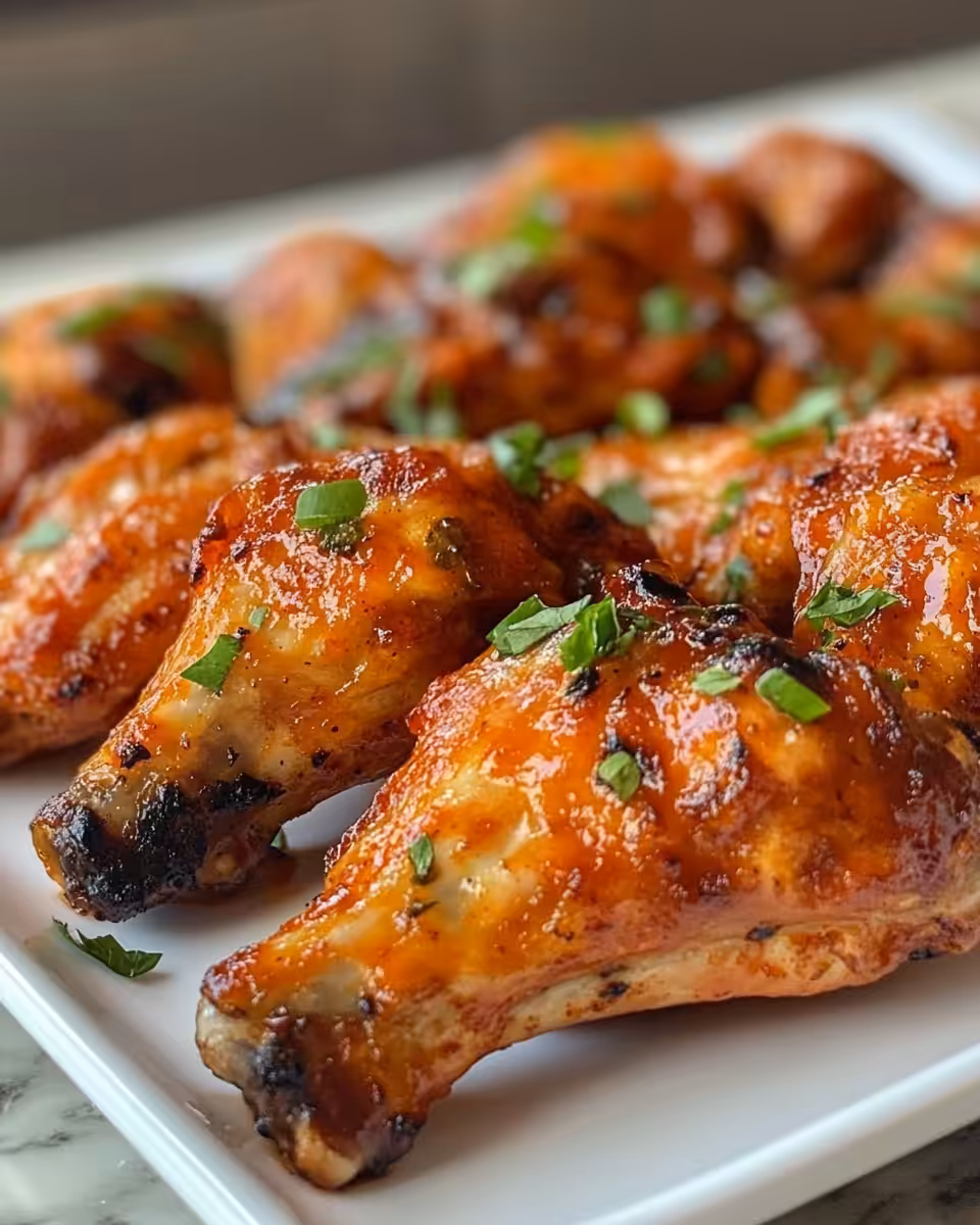 Served air fryer chicken coated with sticky orange sauce on plate