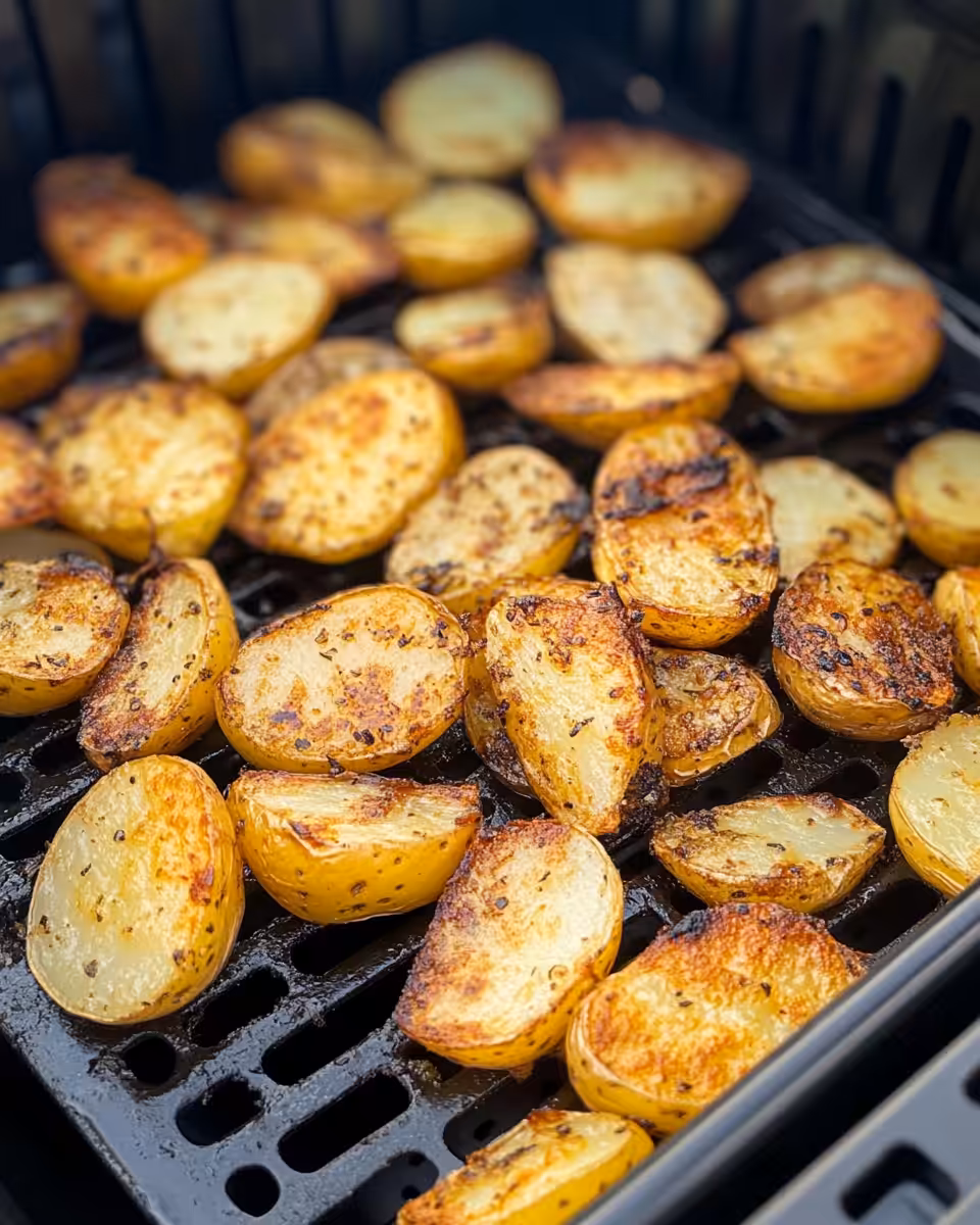 Air fryer sliced potatoes cooking with pressure cooker
