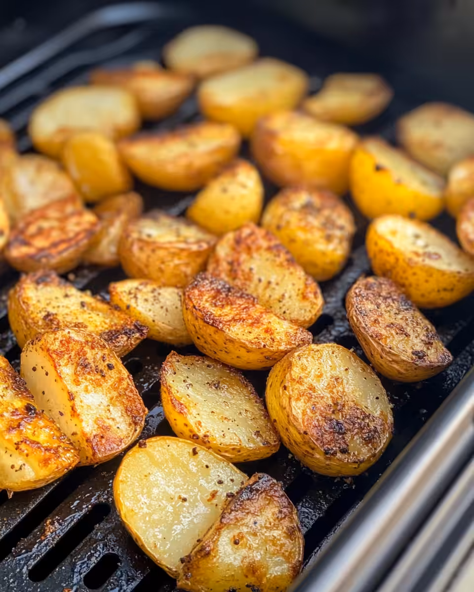 Seasoned sliced potatoes ready for air fryer cooking
