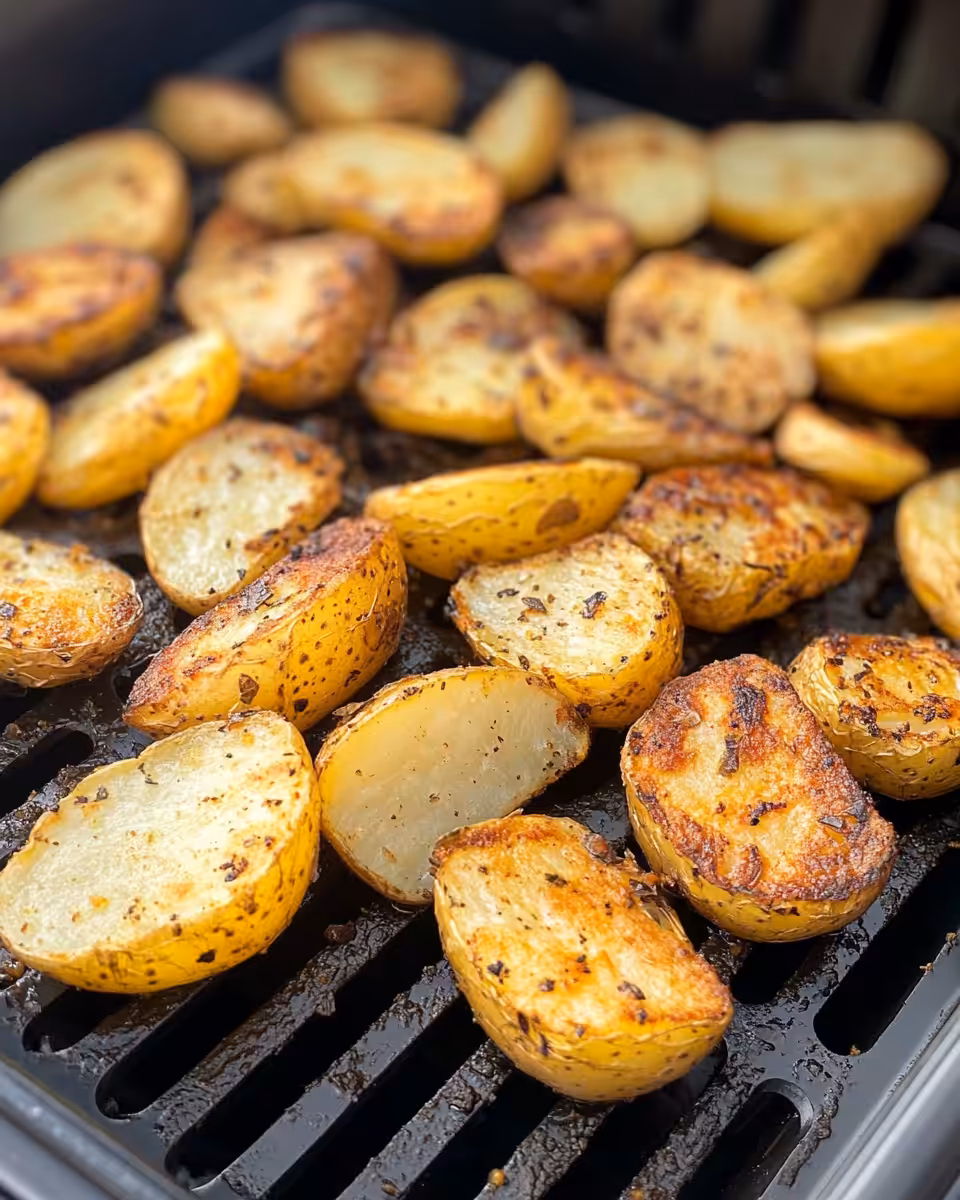 Crispy air fryer sliced potatoes ready to enjoy