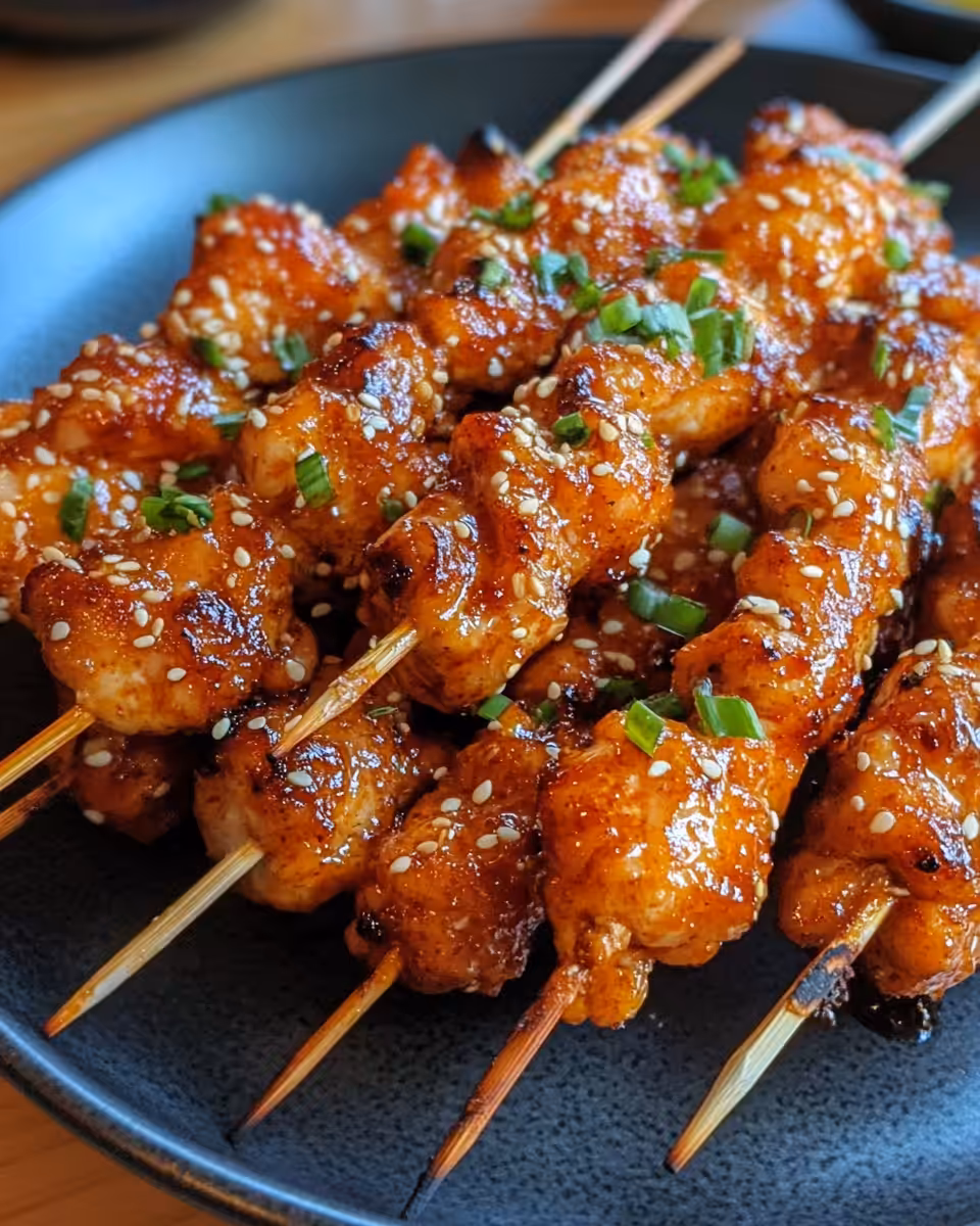 Juicy Bang Bang chicken skewers fresh from pressure cooker