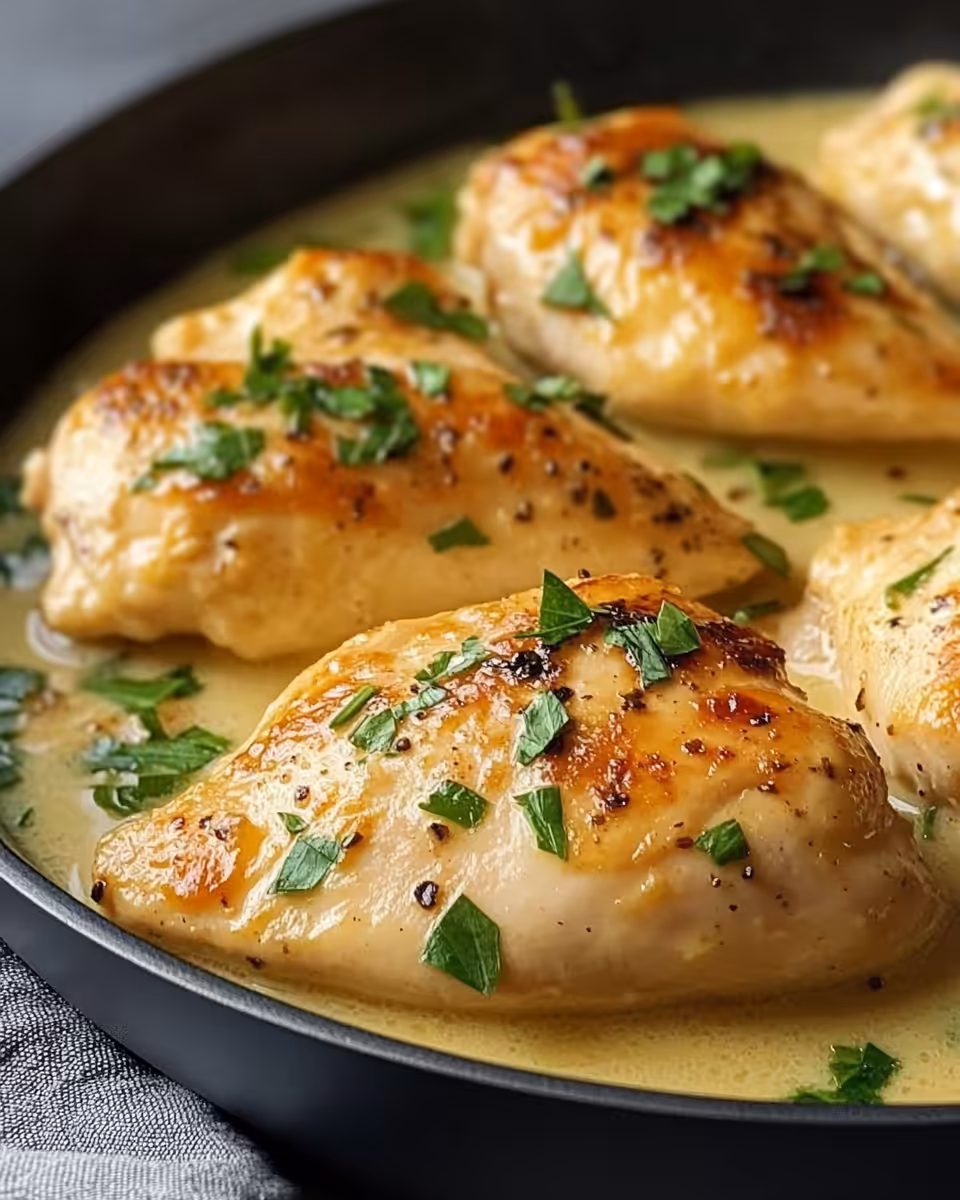 Steam rising from pressure cooker with chicken in white wine sauce