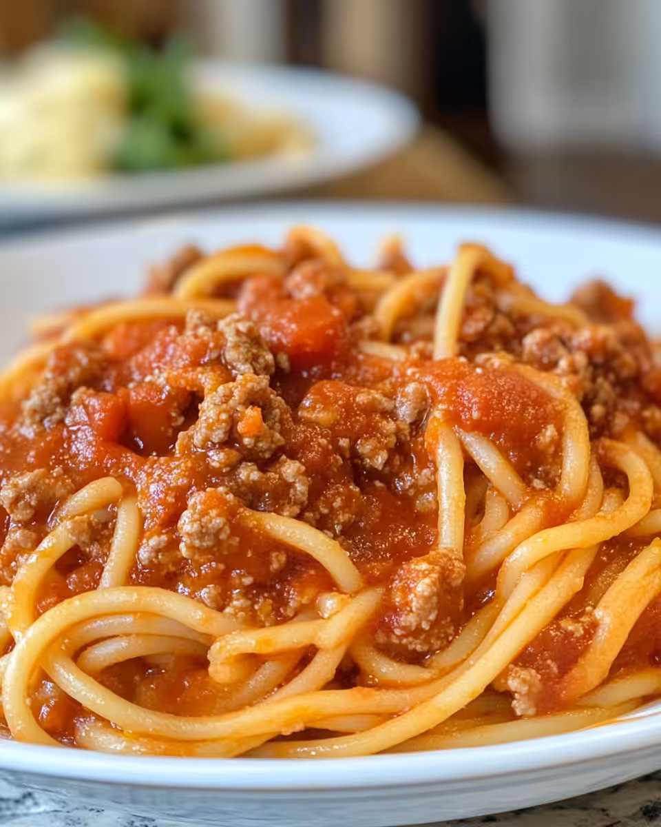 A slow cooker filled with rich and hearty spaghetti sauce