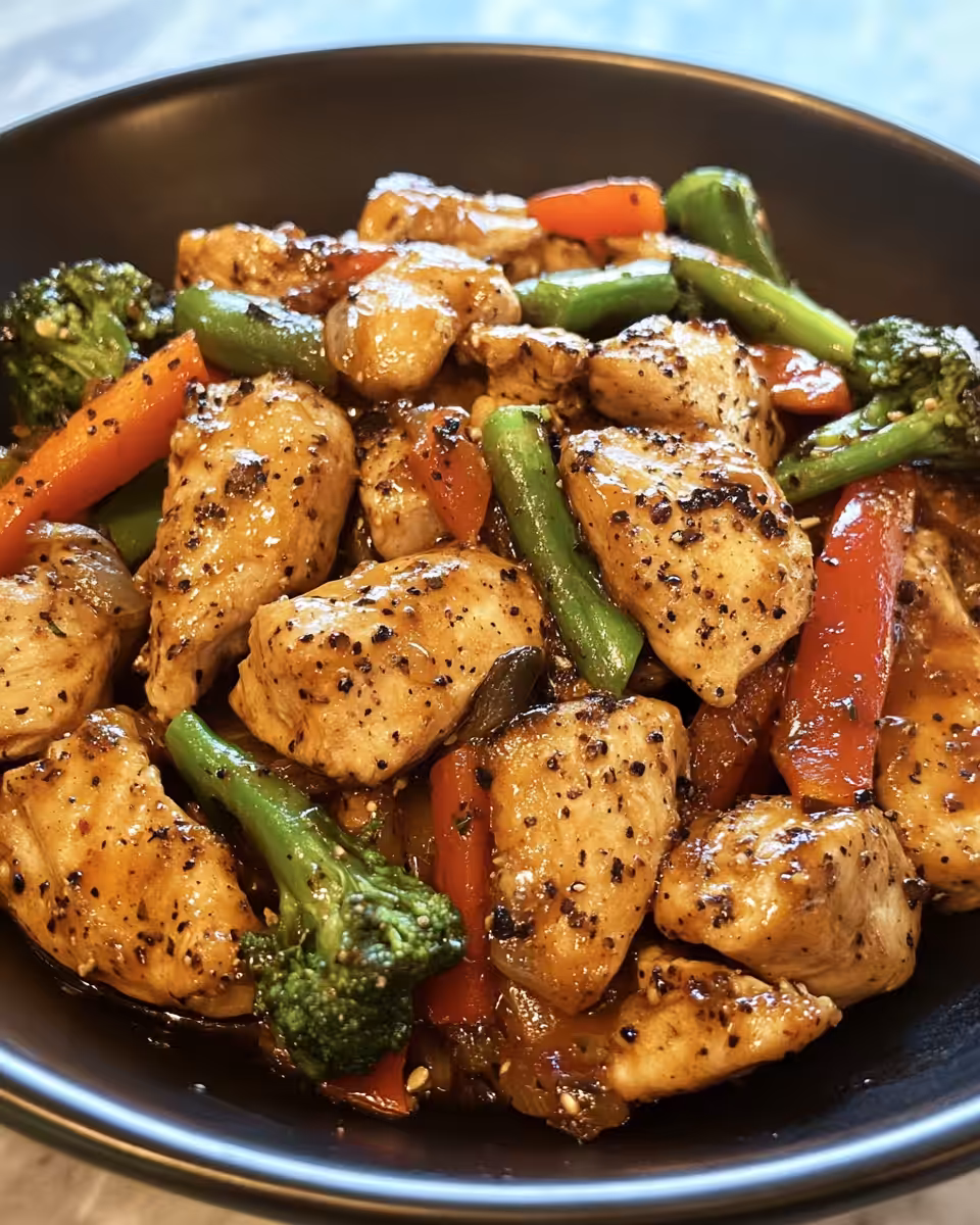 Ingredients for black pepper chicken laid out on kitchen counter