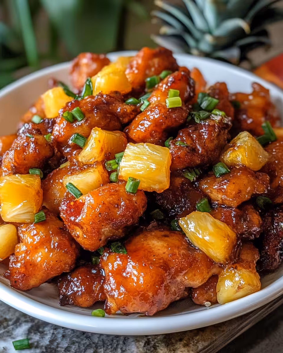Sweet and sour pineapple with brown sugar aroma in kitchen