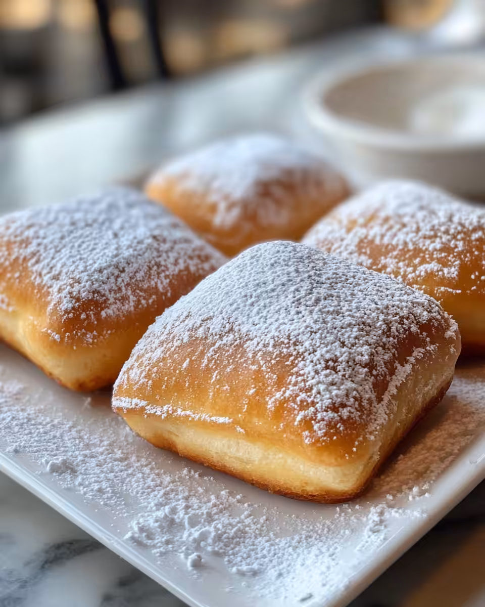 Freshly made fluffy buttermilk beignets rising in the pressure cooker