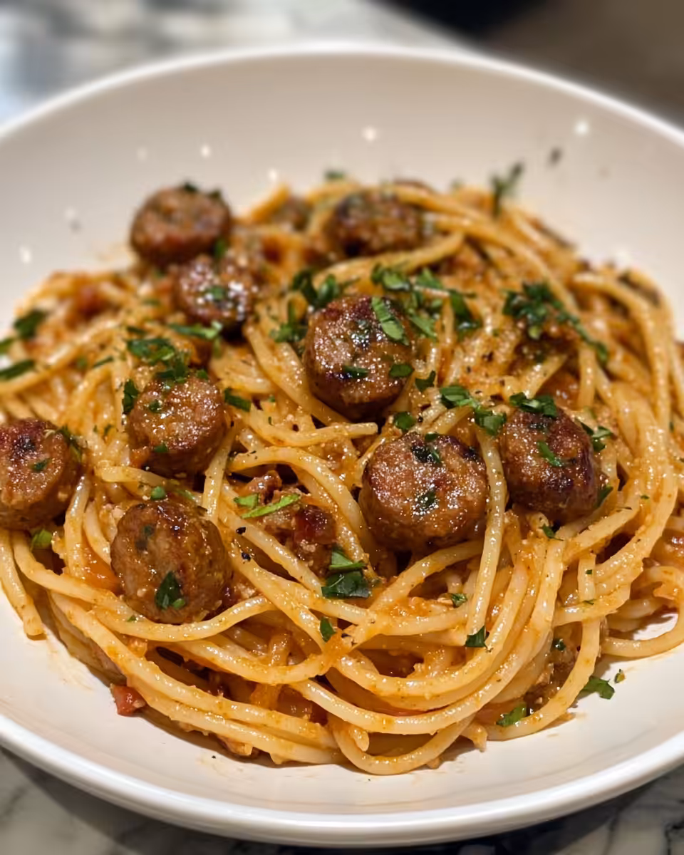 Ingredients list for Cajun sausage pasta with colorful seasoning and cream