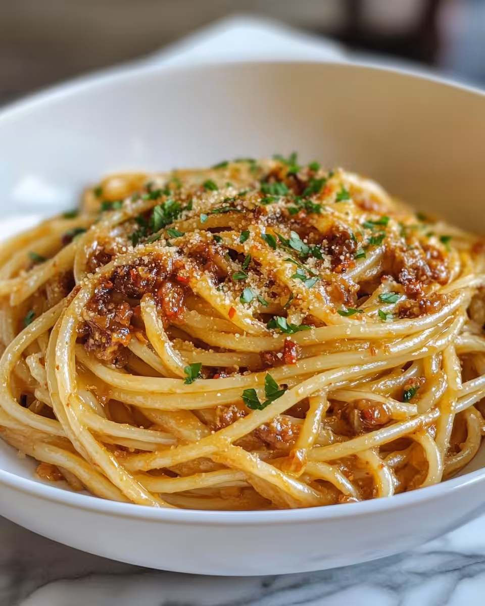 Ingredients including caramelized onions, cream, wine and Parmesan cheese