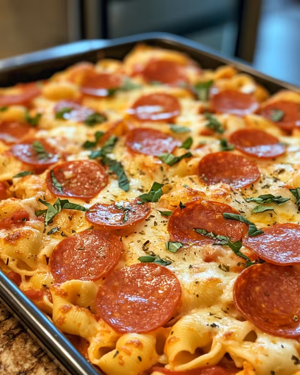 Cheese tortellini with pepperoni pizza casserole fresh from pressure cooker