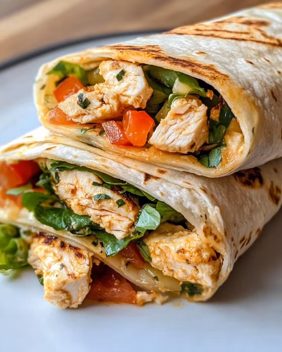 Golden baked cheesy garlic chicken wraps served warm